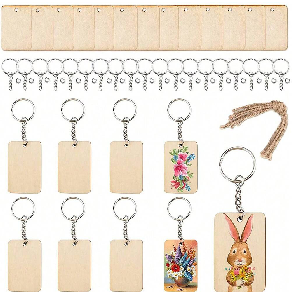60pcs Blank Wooden Key Chains  - đánh giá và giá Wood Ring Blank