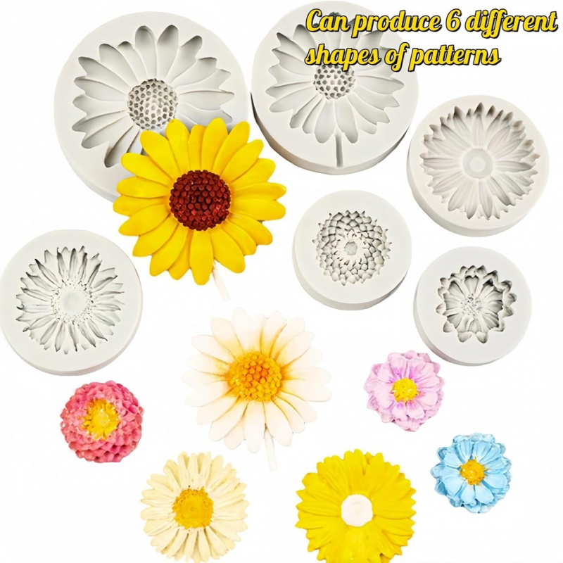 6 Pieces，Sunflower Daisy Silic - đánh giá và giá Resin Craft Ideas