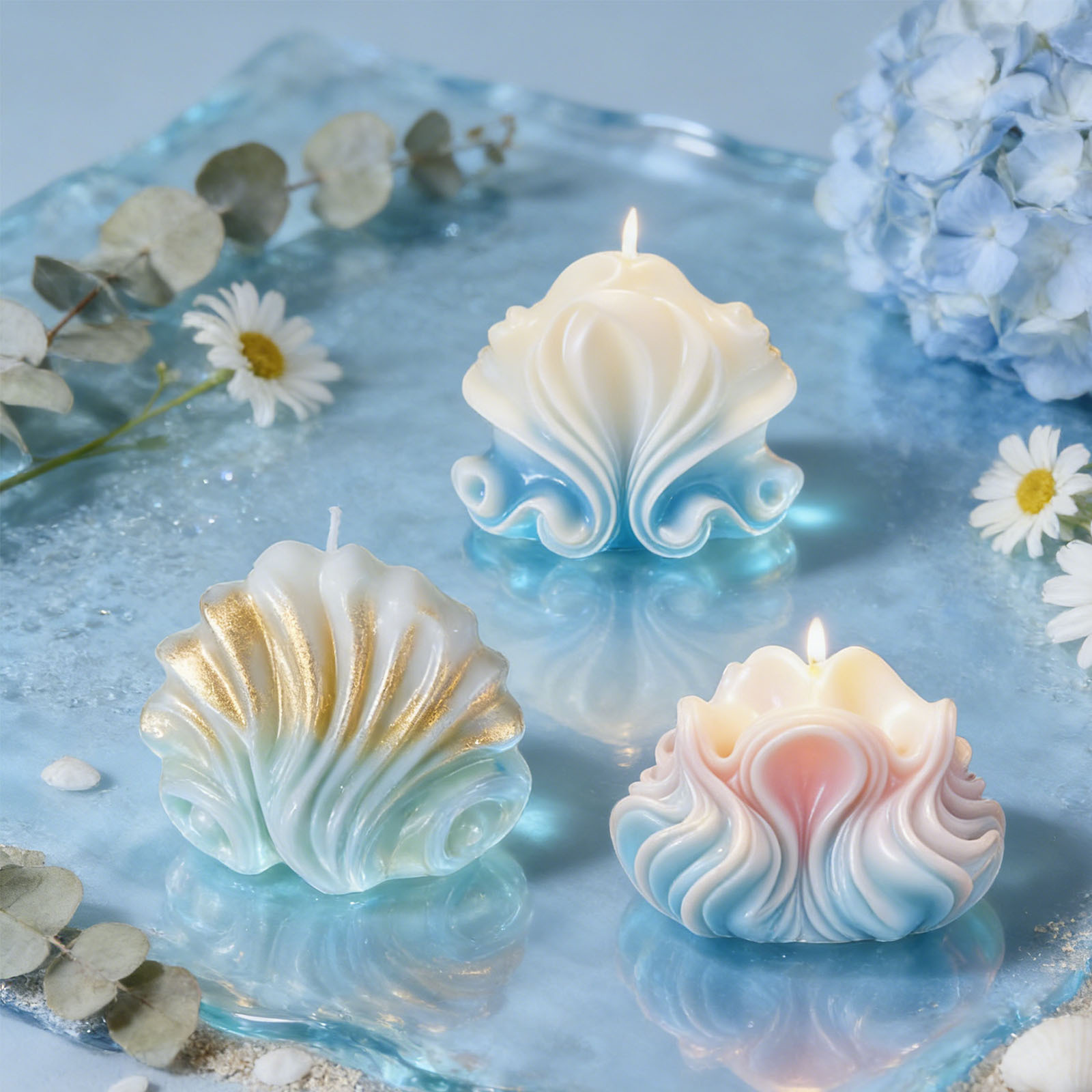 Large Ocean Shell Candle Silic - đánh giá và giá Resin Ocean Wave Mold